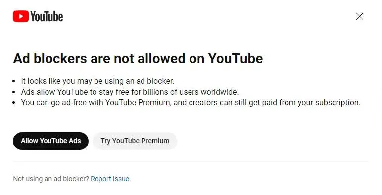 Youtube blokuje Adblock