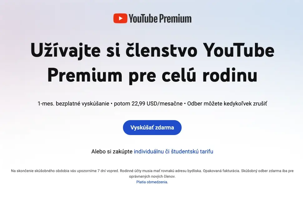 Youtube premium bez reklám